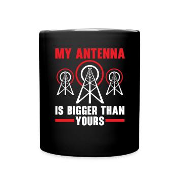 Meine Antenne ist größer als deine Amateurfunkante - Tasse einfarbig - Schwarz - Vorne