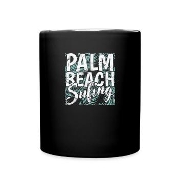 Palm Beach Surfing Tree Environnement de vacances - Mug uni - noir - Devant