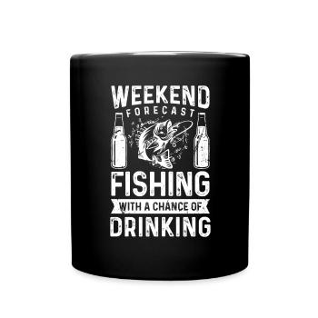 Weekend forecast fishing with a chance to tri - Full Colour Mug - black - Front