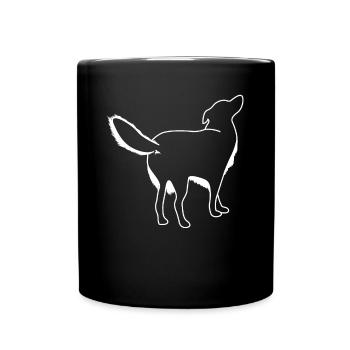 Hund von hinten Hunde - Tasse einfarbig - Schwarz - Vorne