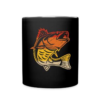Retro fish - Full Colour Mug - black - Front