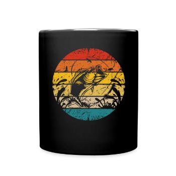 Retro-Angeln - Tasse einfarbig - Schwarz - Vorne