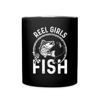 Reel girls fishing - Full Colour Mug - black - Front