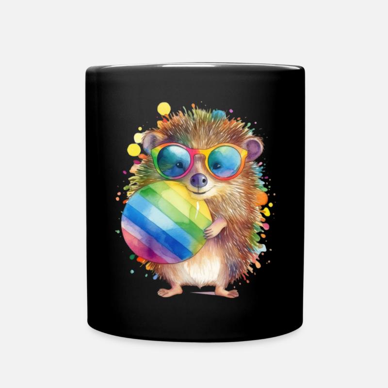 Hérisson cool coloré avec des lunettes de soleil - Mug uni - noir