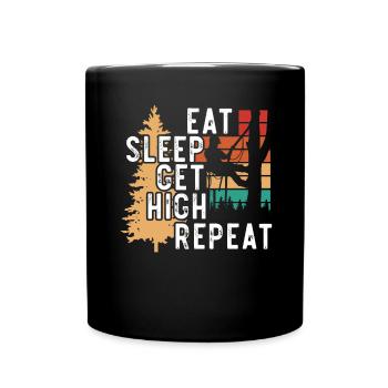 Eat Sleep Get High Wiederholen Sie Arboriculture A - Tasse einfarbig - Schwarz - Vorne
