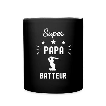 super papa batteur cricket fête des pères - Mug uni - noir - Devant