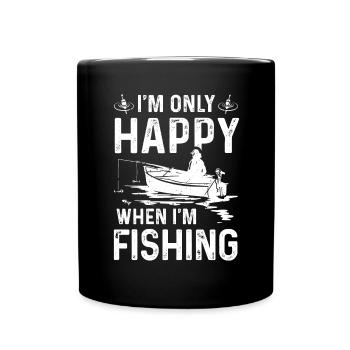 I'm only happy when I fish - Full Colour Mug - black - Front