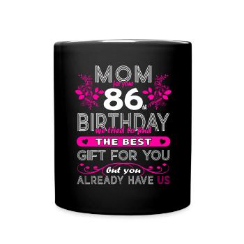 Funny Birthday Wishes Women 86th Birthday - Full Colour Mug - black - Front