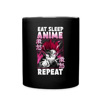 Eat Sleep Anime Repeat I Chibi Kawaii Otaku - Full Colour Mug - black - Front