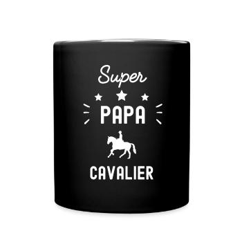 super papa cavalier équitation cheval fête pères - Mug uni - noir - Devant