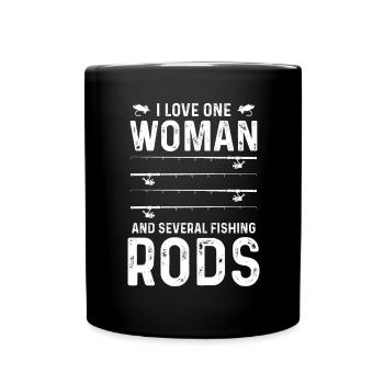 I love a woman and several fishing rods - Full Colour Mug - black - Front