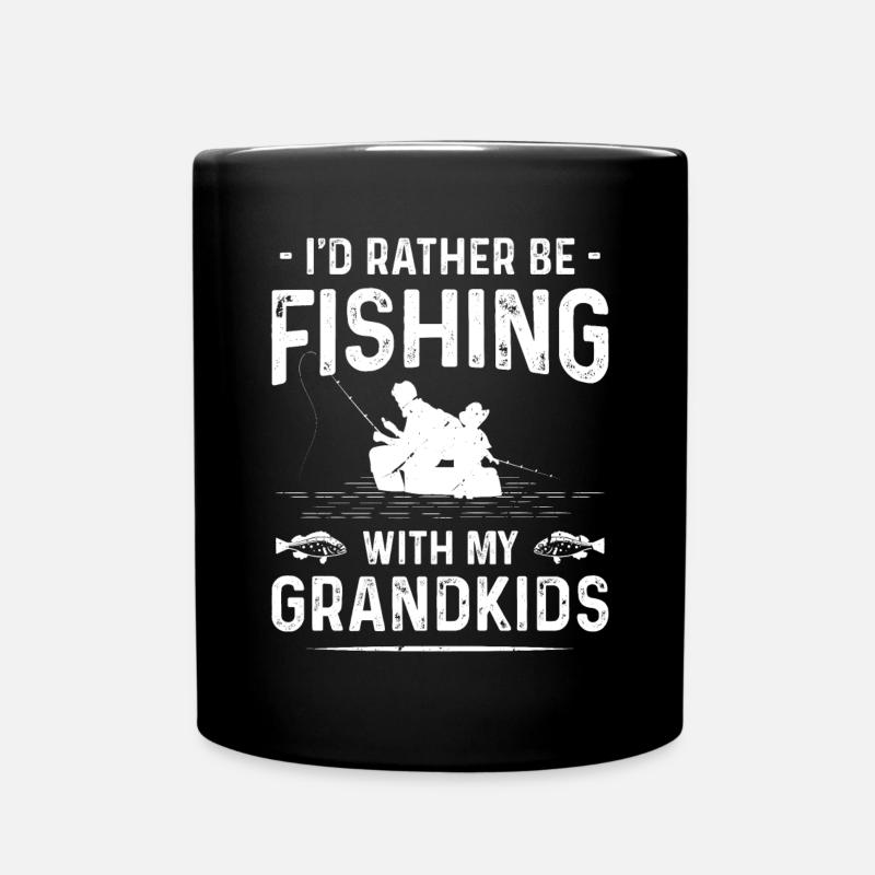 Je préfère pêcher avec mes petits-enfants - Mug uni - noir