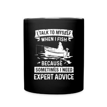 Je me parle à moi-même quand je pêche, parce que je - Mug uni - noir - Devant