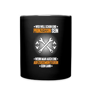 Aufzugsmonteur Aufzugsmechaniker Elevator Mechanic - Tasse einfarbig - Schwarz - Vorne