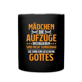 Aufzugsmonteur Aufzugsmechaniker Elevator Mechanic - Tasse einfarbig - Schwarz - Vorne