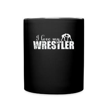 I Love my Wrestler Show Ring Fight Stunt - Full Colour Mug - black - Front