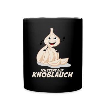 Knoblauch Spruch lustig Knoblauchzehen - Tasse einfarbig - Schwarz - Vorne