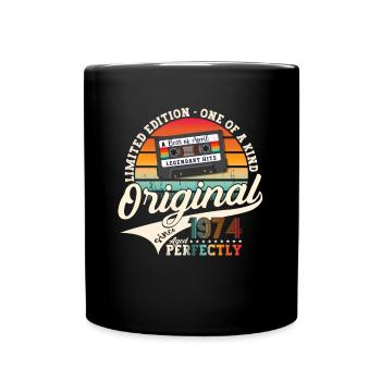 49th birthday man April Born 1974 Cassette - Full Colour Mug - black - Front