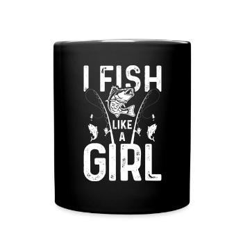 Je pêche comme une fille - Mug uni - noir - Devant