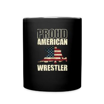 Proud American Wrestler Show Fight Stunt - Full Colour Mug - black - Front