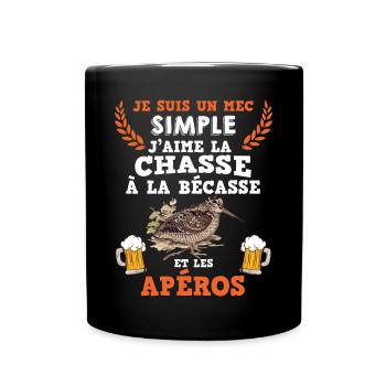 Chasseur Homme Cadeau Humour Bécasse Et Apéro - Mug uni - noir - Devant