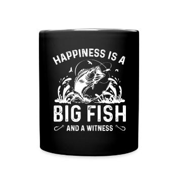 Le bonheur est un gros poisson et un témoin - Mug uni - noir - Devant