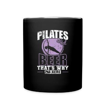 Pilates and Beer that's why I'm here Powerhouse - Full Colour Mug - black - Front
