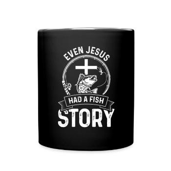 Même Jésus avait une histoire de poisson - Mug uni - noir - Devant