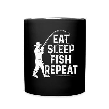 Manger dormir Pêche Répéter - Mug uni - noir - Devant