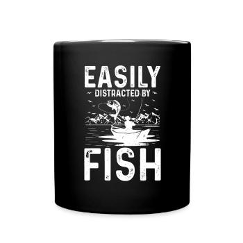 Facilement distrait par le poisson - Mug uni - noir - Devant