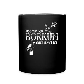Borkum Urlaub lustig Anker - Tasse einfarbig - Schwarz - Vorne