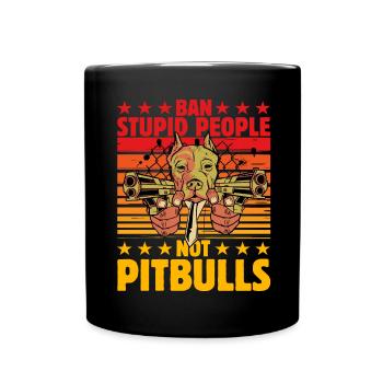 Ban stupid people not Pitbulls - Full Colour Mug - black - Front