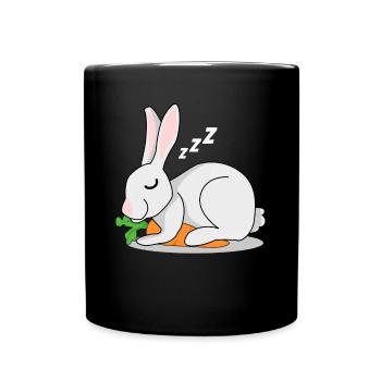 Rabbit with carrot sleeps rabbit rabbit - Full Colour Mug - black - Front