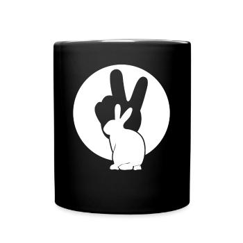 Bunnies Peace Rabbit Bunny - Full Colour Mug - black - Front