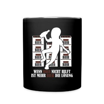 Mehr Bier Witz Bierbrauer Vatertag - Tasse einfarbig - Schwarz - Vorne
