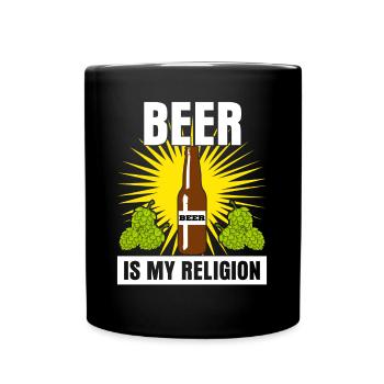 Beer is my Religion - Full Colour Mug - black - Front