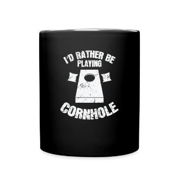 I'd rather be playing cornhole game - Full Colour Mug - black - Front