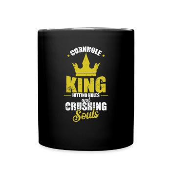 Cornhole King hitting Holes and Crushing Souls - Full Colour Mug - black - Front