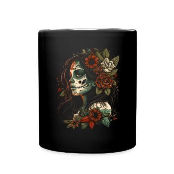 Day of the Dead Sugar Skull Skull Catrina - Full Colour Mug - black - Front
