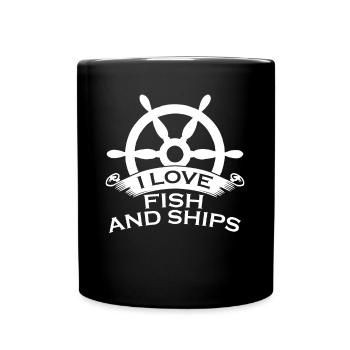 Capitaine à voile Poissons et marins marins - Mug uni - noir - Devant