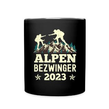 Alpenbezwinger 2023 Alpenüberquerung Finisher - Tasse einfarbig - Schwarz - Vorne