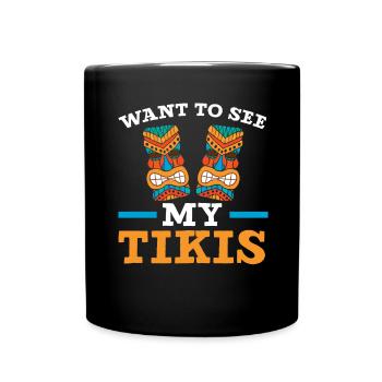 Voulez-vous voir mes tikis? Luau-pa hawaïen - Mug uni - noir - Devant