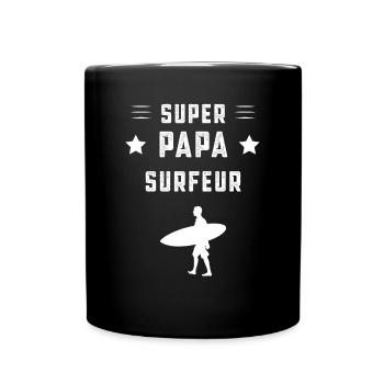 super papa surfeur papa surf cadeau père - Mug uni - noir - Devant