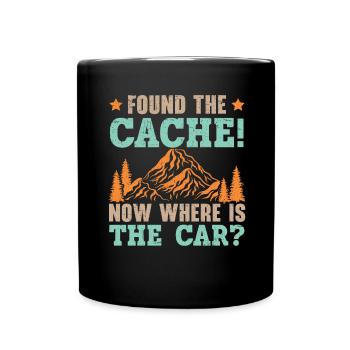 Den Cache gefunden! Wo ist jetzt das Auto? Geocach - Tasse einfarbig - Schwarz - Vorne