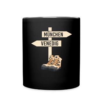 Crossing the Alps Munich Venice Long-Distance Hiking Trail - Full Colour Mug - black - Front