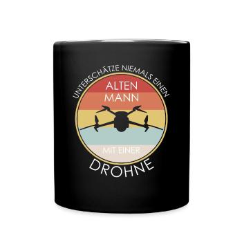 Drohne Quadrocopter Drohnenpilot - Tasse einfarbig - Schwarz - Vorne