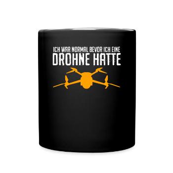 Quadrocopter Witz Drohne Quadcopter - Tasse einfarbig - Schwarz - Vorne