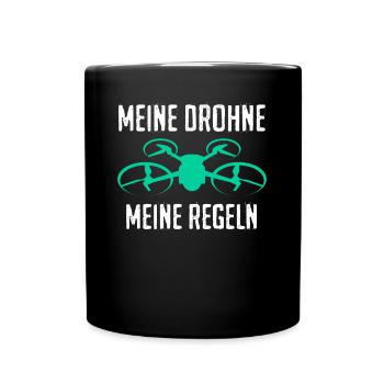 Drohne Quadcopter Regeln Quadrocopter - Tasse einfarbig - Schwarz - Vorne