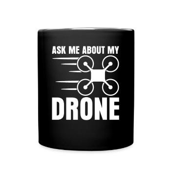 Drohne Quadcopter Quadrocopter Drone - Tasse einfarbig - Schwarz - Vorne