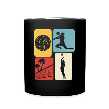 Beach Volleyball retro Volleyballspieler - Tasse einfarbig - Schwarz - Vorne